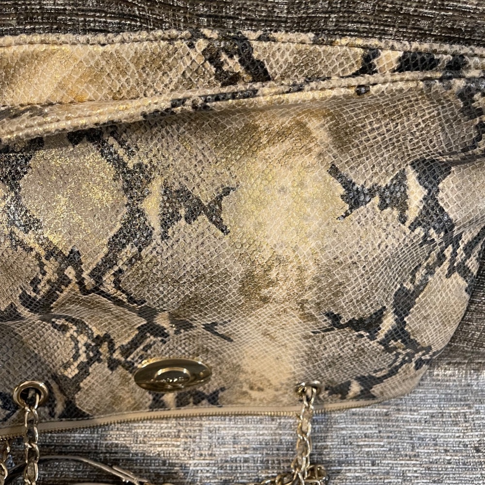 Dkny Metallic Python Snakeskin Chain Shoulder Bag… - image 7